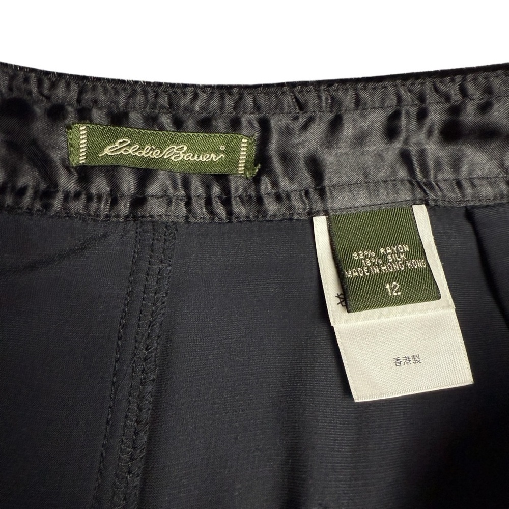 VTG 90s Eddie Bauer Women’s Silk Blend Velvet Maxi Skirt Black SZ 12 Pockets - Picture 4 of 11